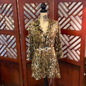 Leopard print shirt dress